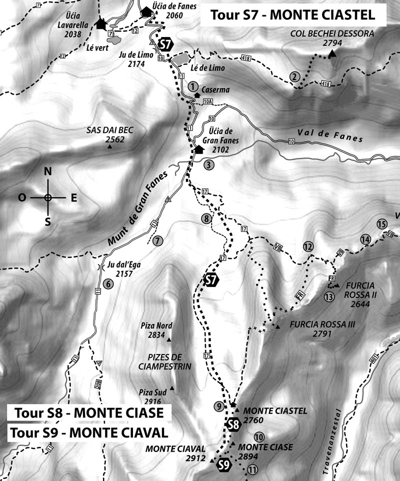 Tour S7: MONTE CIASTEL – 2760 m – anche »Monte Castello«
