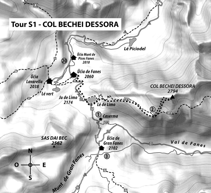 Tour S1: COL BECHEI DESSORA – 2794 m – anche »Col Bechei di Sopra«