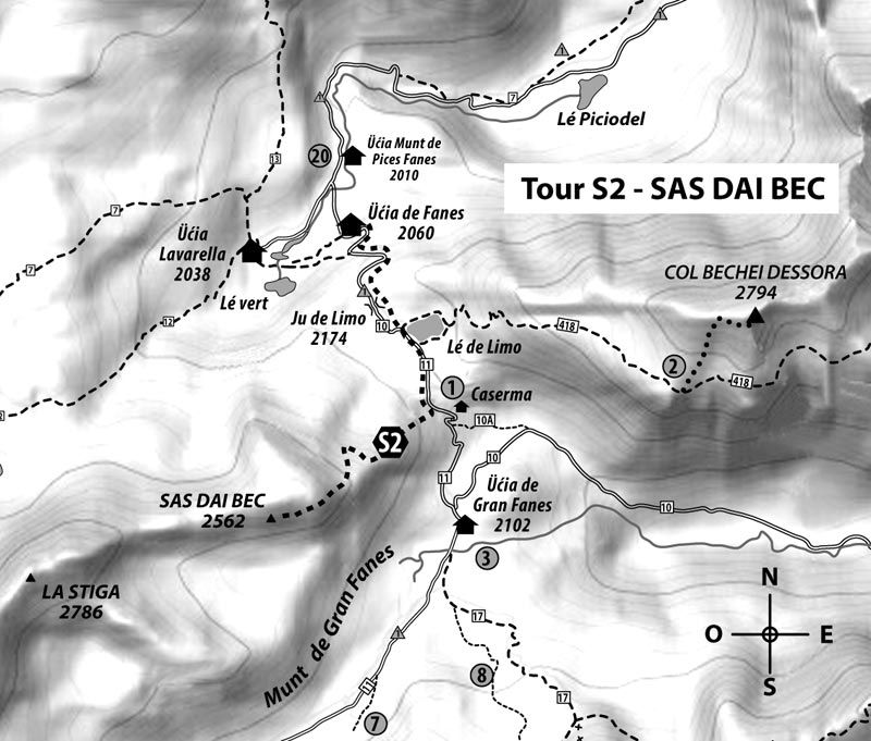Tour S2: SAS DAI BEC – 2562 m – also »Cima di Limo«