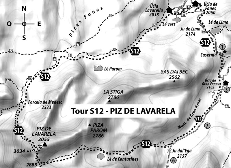 Tour S12: PIZ DE LAVARELA – 3055 m, also »Monte Lavarella« 