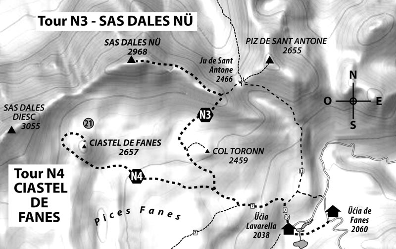 Tour N4: CIASTEL DE FANES – 2657 m – auch »Fanesschloss«,  »Fanesburg« und »Burgstall«