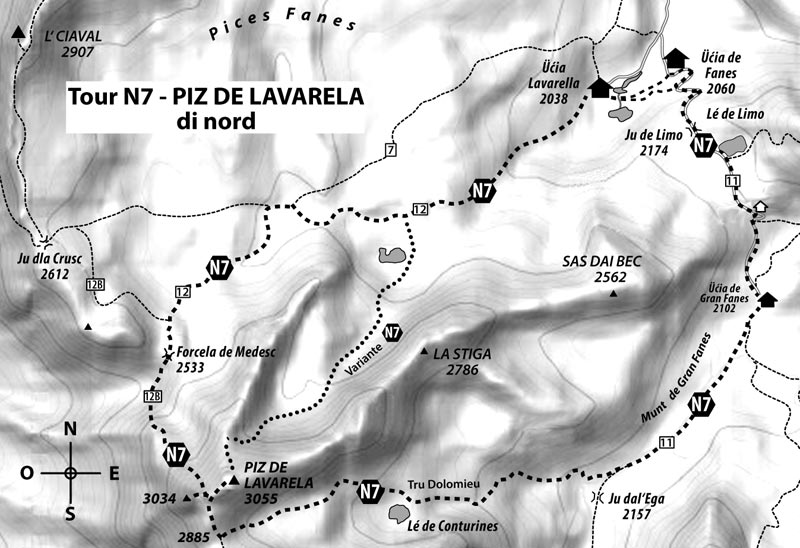 Tour N7: PIZ DE LAVARELA from the north – also »Monte Lavarella« 
